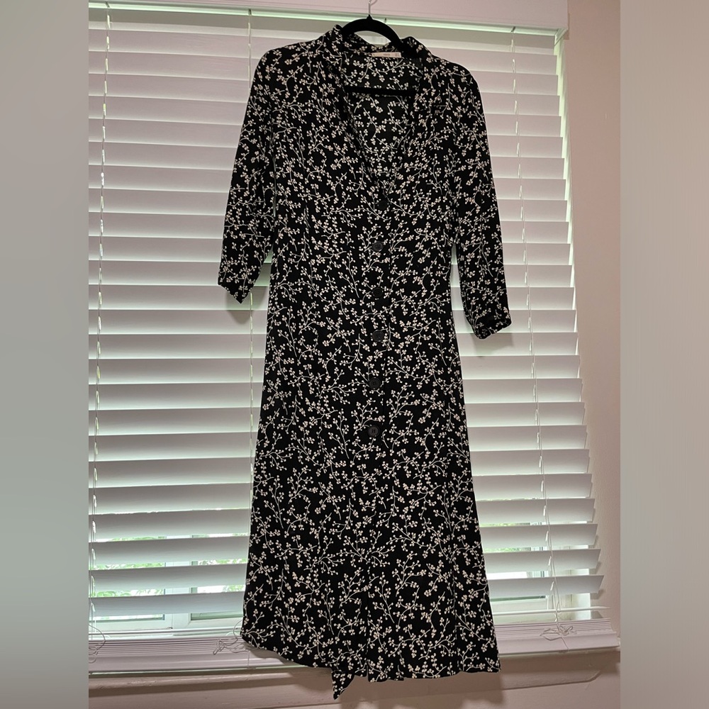 MNG CASUAL floral black and white dress.